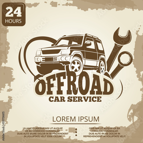 Off-road car service vintage poster design