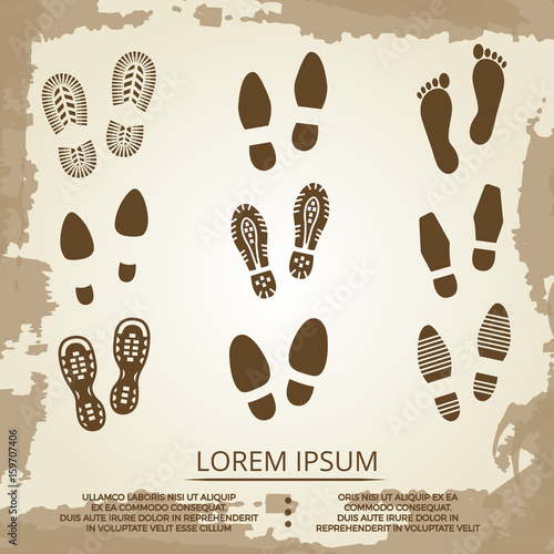 Vintage grunge footsteps poster design