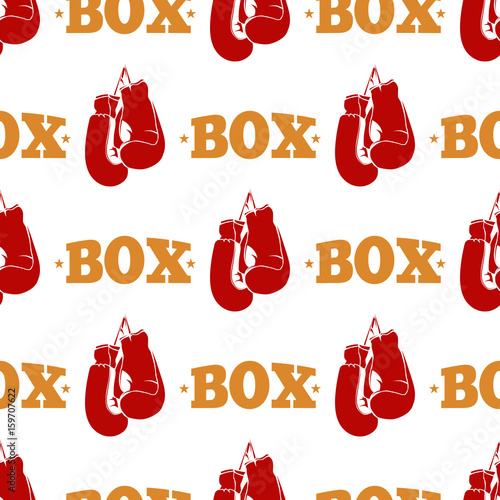 Sport pattern design - box seamless texture with red boxing gloves