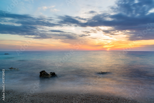 Sunset at the beach in Lefkada © Netfalls