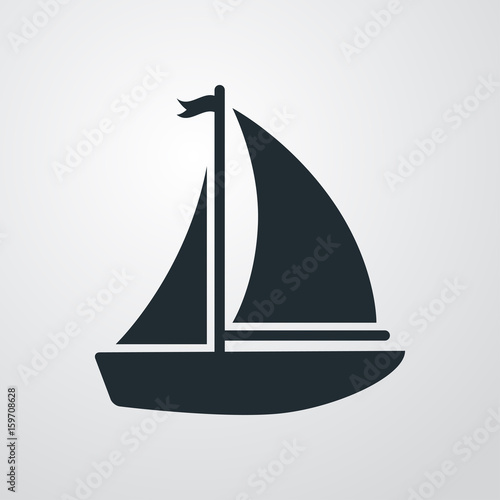 Icono plano velero con banderin en fondo degradado