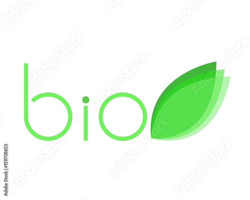 logo scritta bio con foglia verde vettoriale