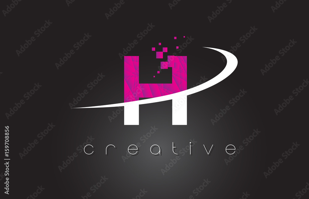 H Creative Letters Design With White Pink Colors