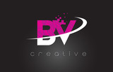 BV B V Creative Letters Design With White Pink Colors