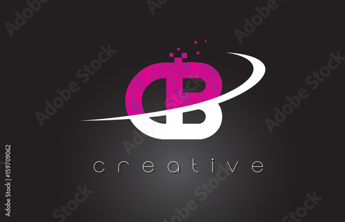 CB C B Creative Letters Design With White Pink Colors