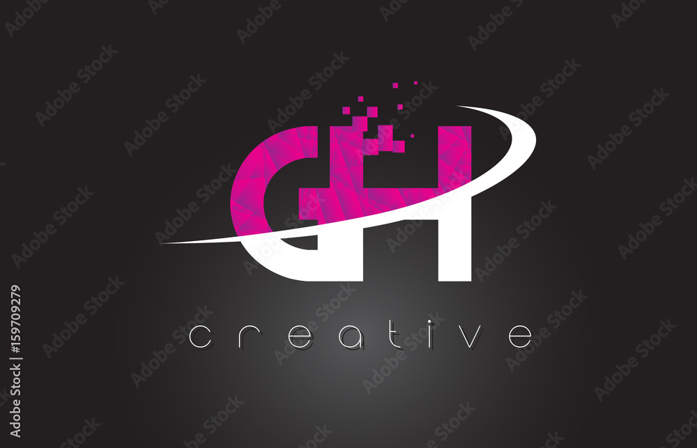 GH G H Creative Letters Design With White Pink Colors GH G H Creative Letters Design With White Pink Colors