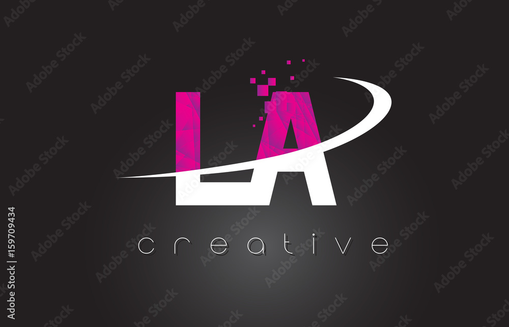 LA L A Creative Letters Design With White Pink Colors