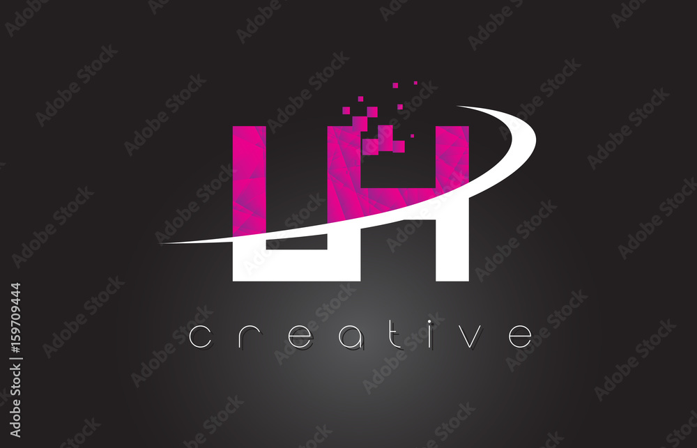 LH L H Creative Letters Design With White Pink Colors LH L H Creative Letters Design With White Pink Colors