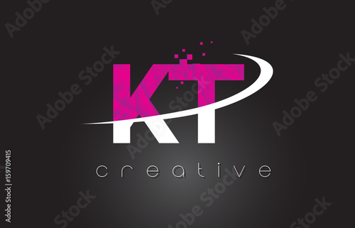 KT K T Creative Letters Design With White Pink Colors