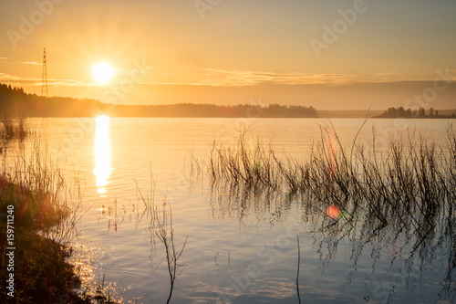 Dawn on the river Severnaya Dvina