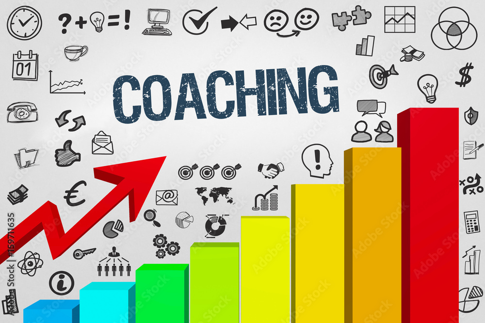 Coaching / Diagramm mit Symbole StockIllustration Adobe Stock