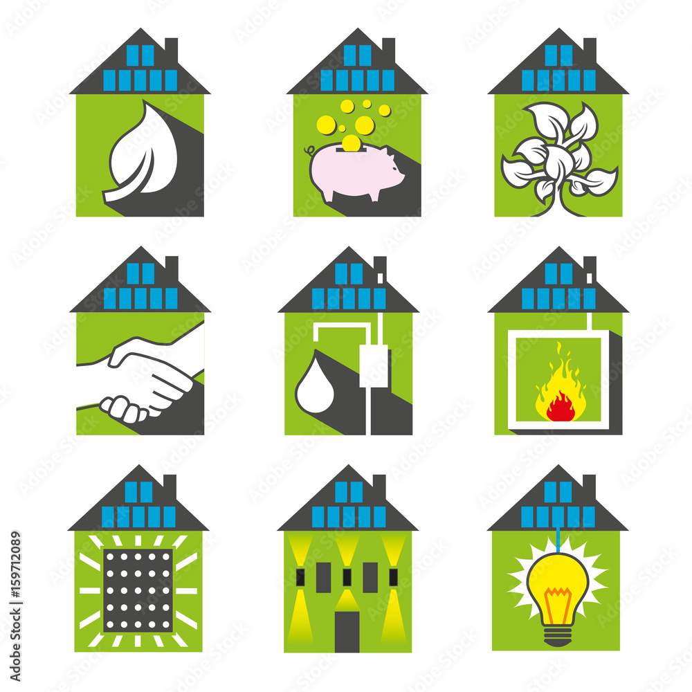 Vector eco house icons set