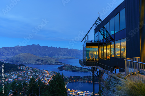 Beautiful cityscape of Queenstown in blue hour , South Island of New Zealand