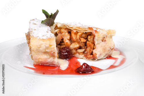 Desserts of Austrian cuisine on a white background