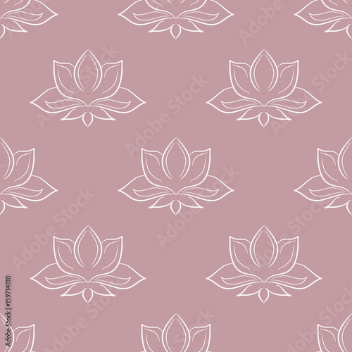 Lotus seamless pattern. Floral background. Oriental ornament.