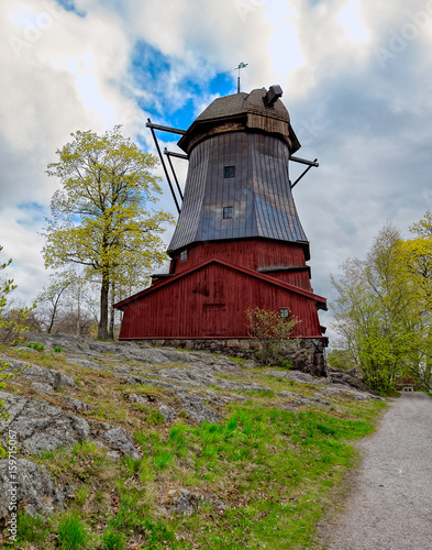 Ancient mill at Waldemarsudde public park in Stockholm. photo