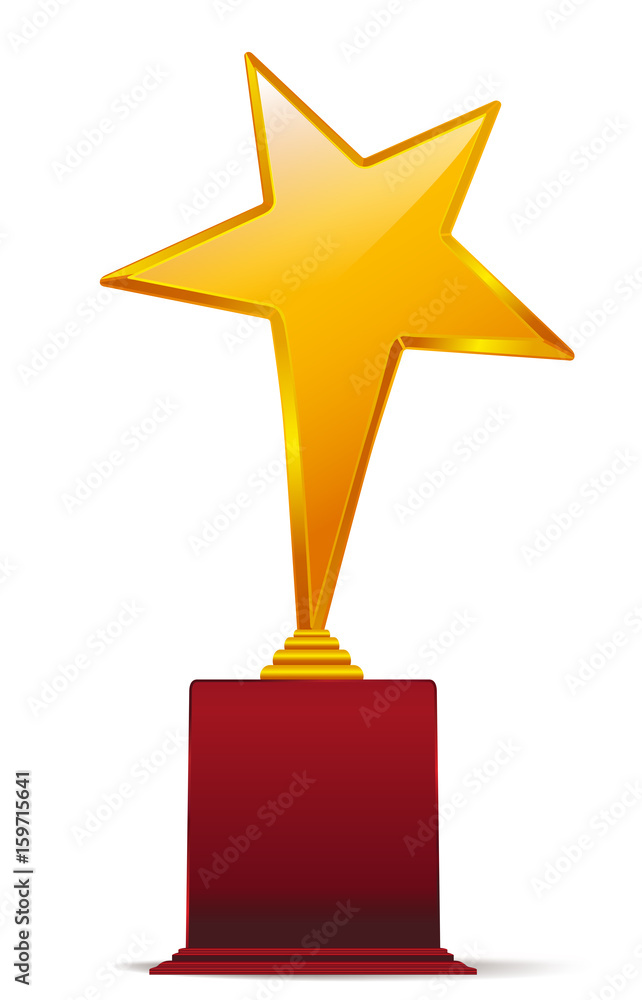 Fototapeta premium golden yellow star award on red base. vector illustration