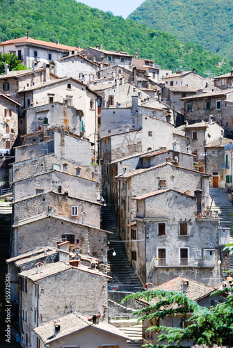 Traveling in Italy. View of the country of Scanno, Abruzzo region. Vertical picture.