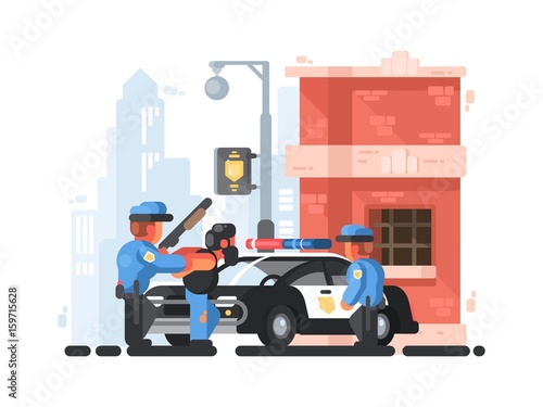 Police station and patrol with detainee