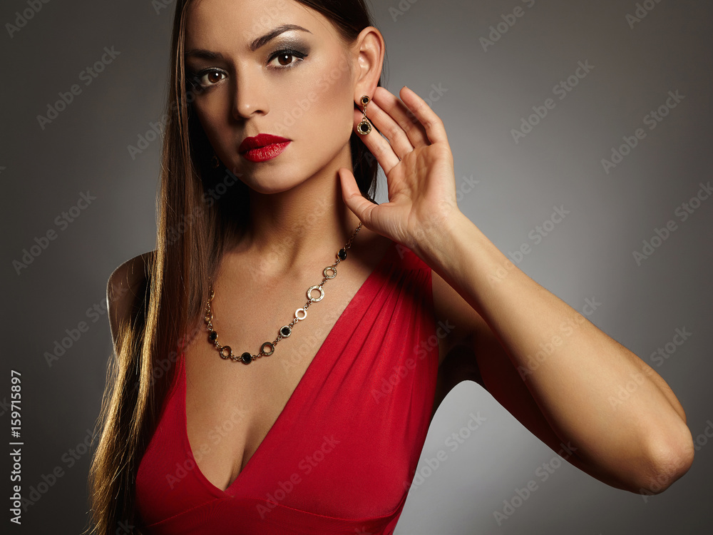 Obraz premium beautiful lady in red dress