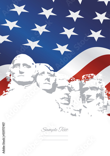 Mount Rushmore USA flag background