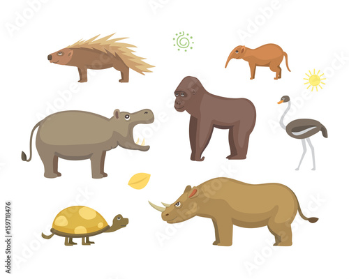 African animals cartoon vector set