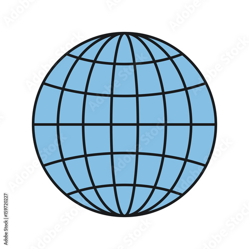 colorful silhouette front view globe earth world chart with lines vector illustration