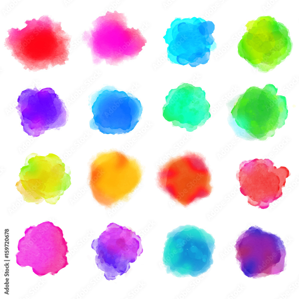 Watercolor Paint Stains Vector Backgrounds Set Rainbow Colors