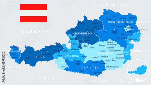 Austria - map and flag – illustration