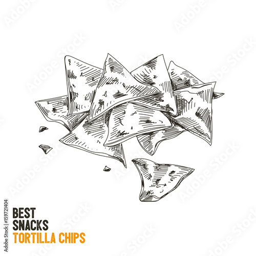 Vector hand drawn snack and junk food Illustration.