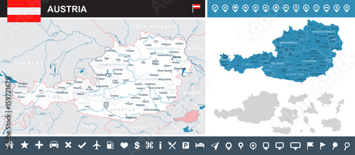 Austria - infographic map and flag – illustration