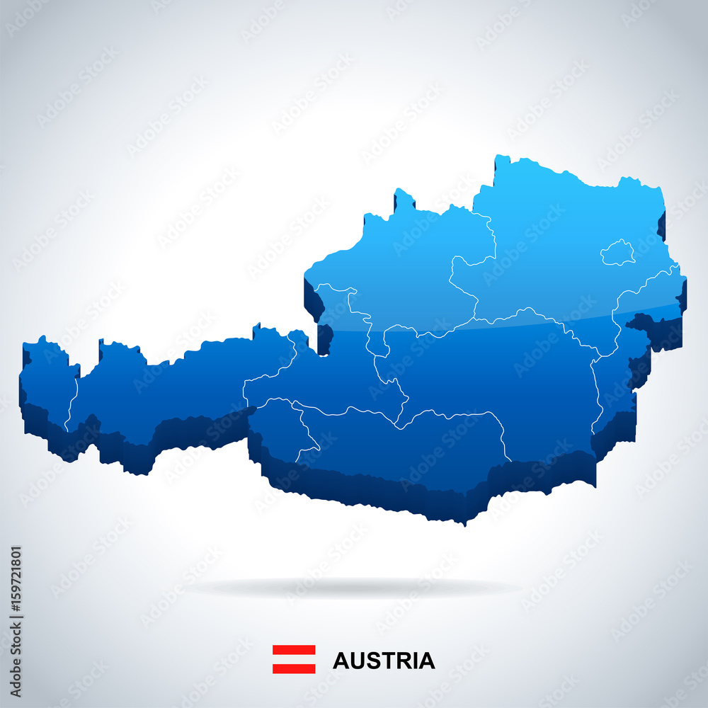 Austria - map and flag – illustration