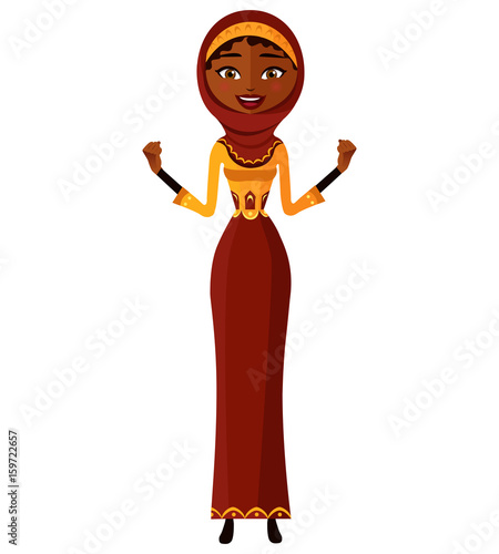 Surprised iran arab woman vector illustration isolated on white background 