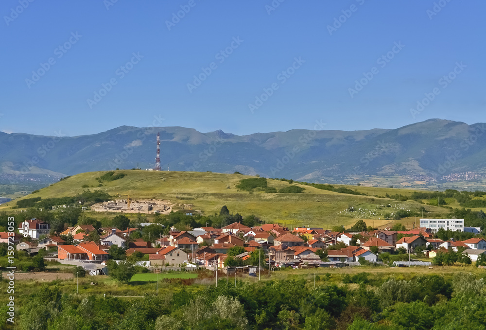 Fototapeta premium Macedonian village and small hill