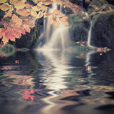 Autumn vintage photo with waterfall