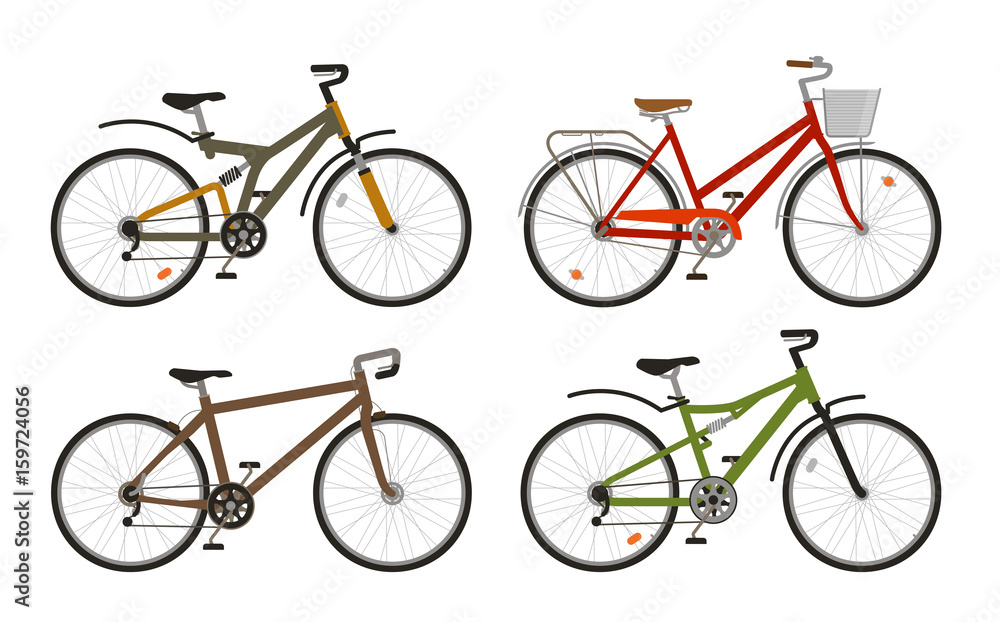 Bike, bicycle set icons. Cycling, transport concept. Vector illustration Bike, bicycle set icons. Cycling, transport concept. Vector illustration