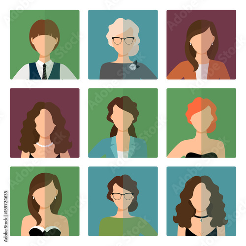 Female avatars set in office style