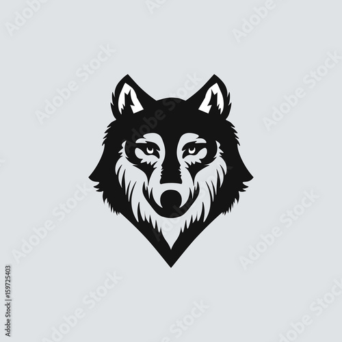 Wolf head black silhouette on solid background. Vector illustration.