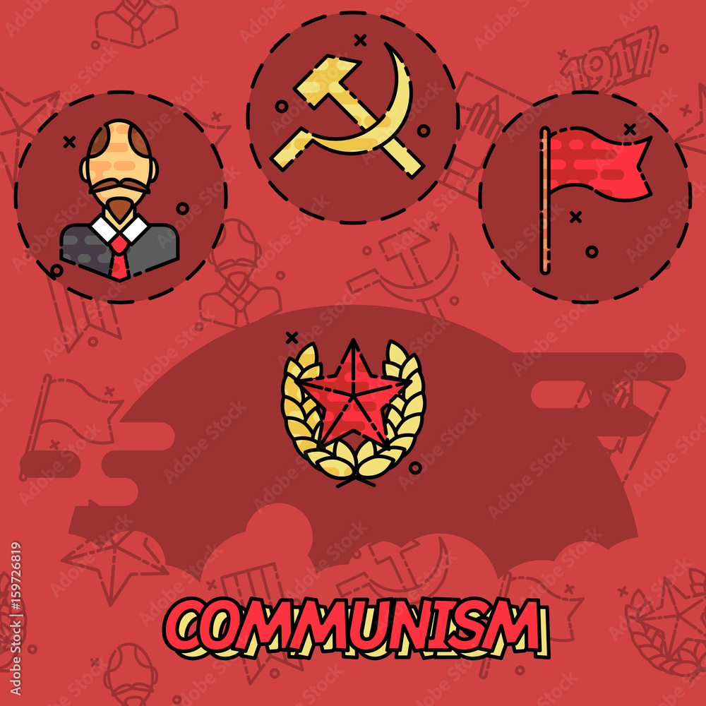 Communism flat concept icons