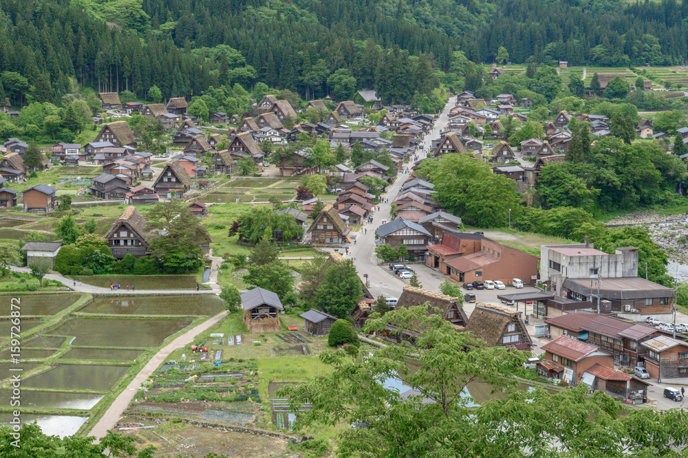 Japan,Shirakawa-go June 2 2017:Historic Villages of Shirakawa-go 

and Gokayama in spring, travel landmark of Japan