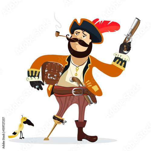 Illustration of cartoon pirate vector isolated on white