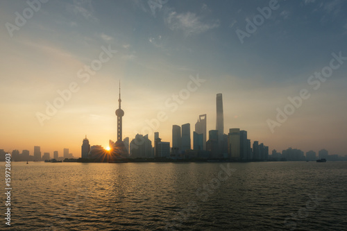 Shanghai skyline cityscape  View of shanghai at Lujiazui finance and business district trade zone skyscraper in morning  Shanghai China