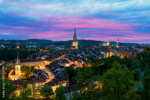 Bern. Image of Bern, capital city of Switzerland, during dramatic sunset.