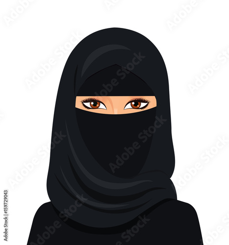 Arabic muslim woman in niqab Isolated on a white background