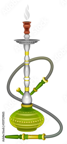 Green hookah on a white background