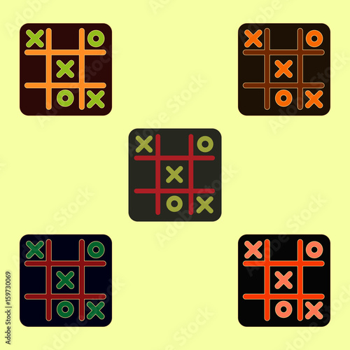 Vector illustration in flat style x o game collection