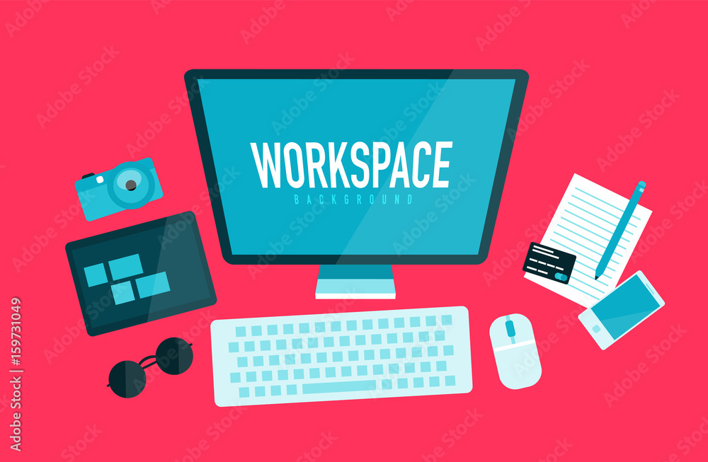 Computer workspace concept Computer workspace concept