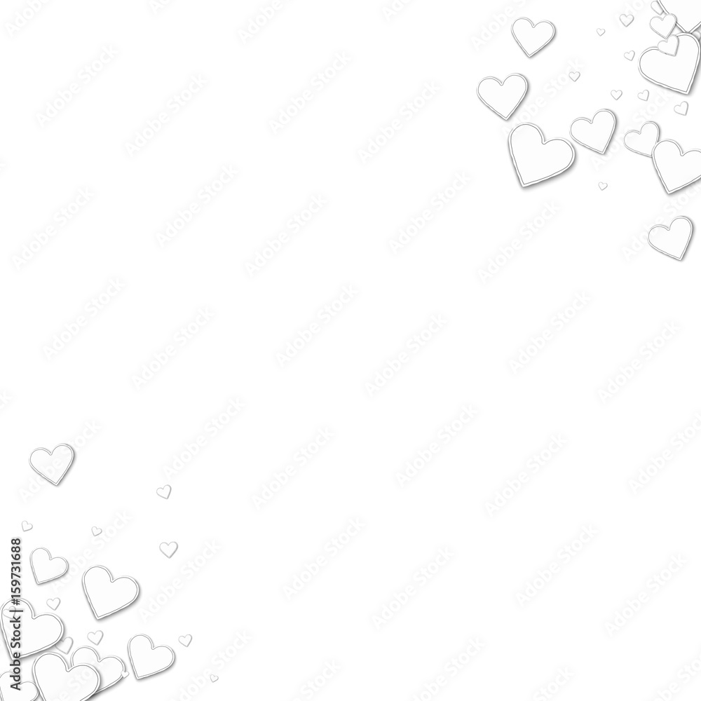 Beautiful paper hearts. Circular corners on white background. Vector illustration. Beautiful paper hearts. Circular corners on white background. Vector illustration.