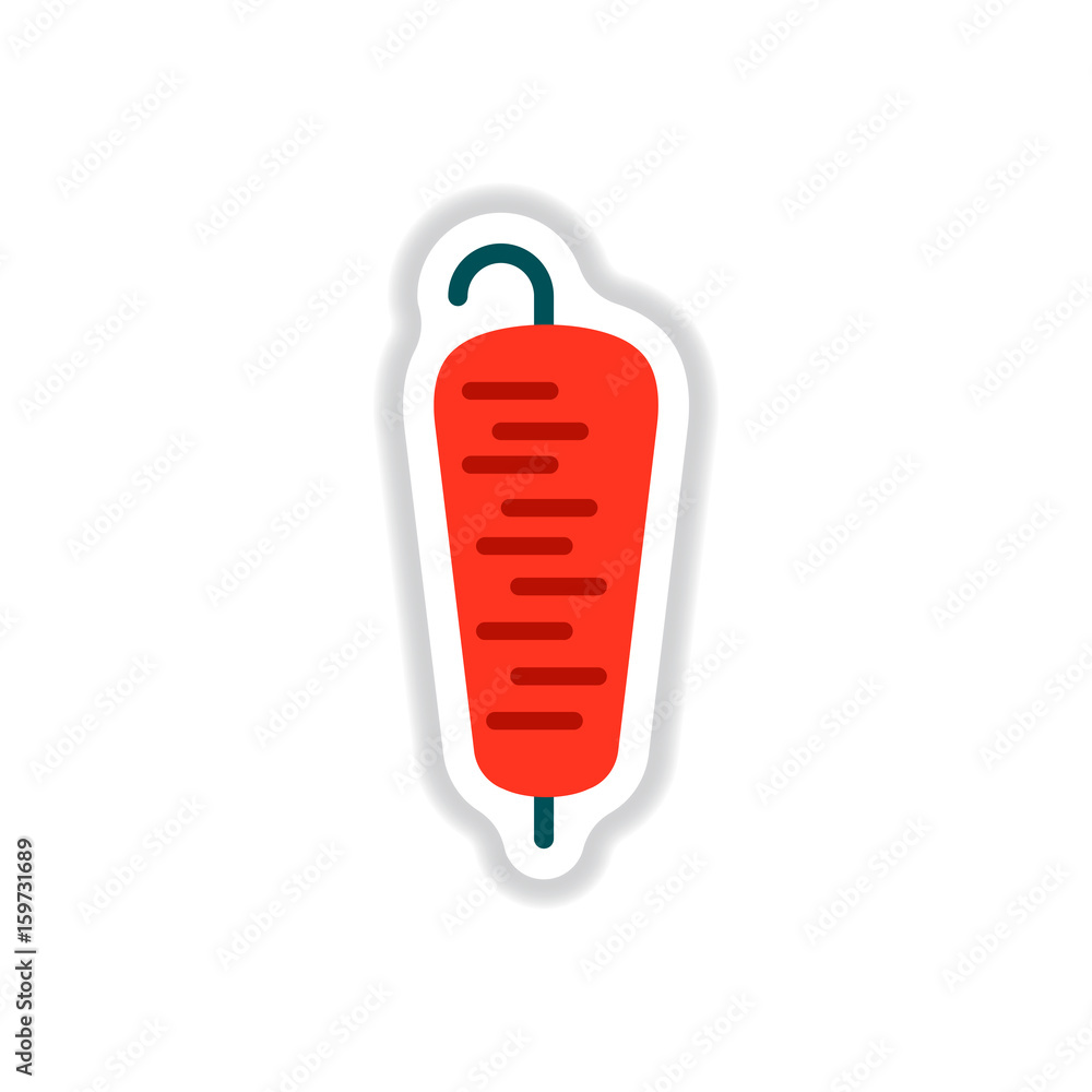 Vector illustration sticker of Doner Kebab on pole, grilling with fat Vector illustration sticker of Doner Kebab on pole, grilling with fat