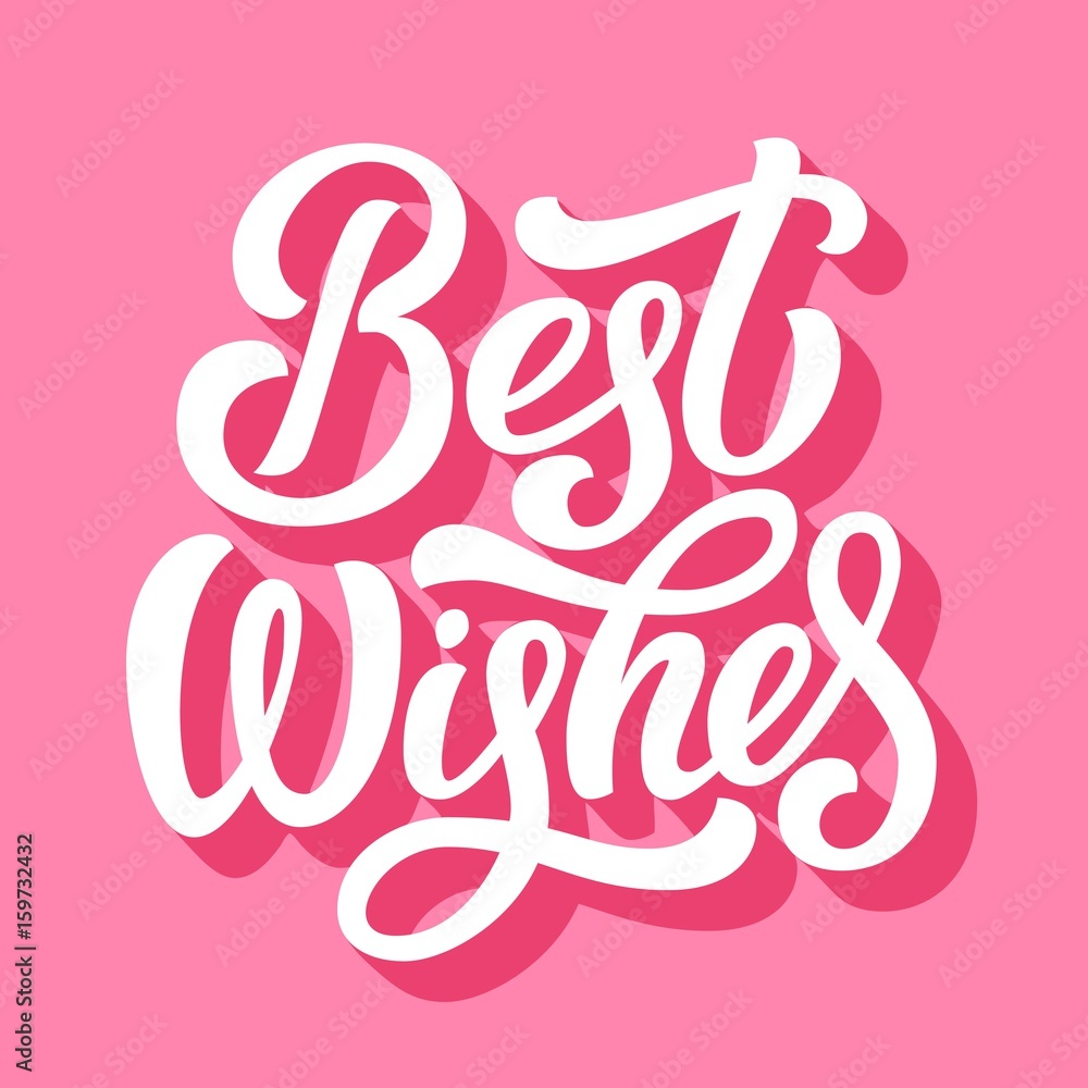 Best wishes fancy ink brush hand lettering on retro pink background with 3d shadow. Vector illustration. Can be used for card design. Best wishes fancy ink brush hand lettering on retro pink background with 3d shadow. Vector illustration. Can be used for card design.